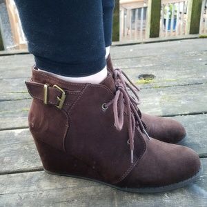 Brown vegan suede booties
